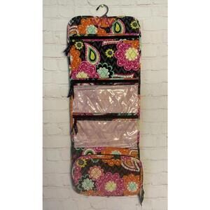 Vera Bradley Hanging Toiletry Bag Ziggy Zinia Pink Cosmetic Travel Makeup Folds